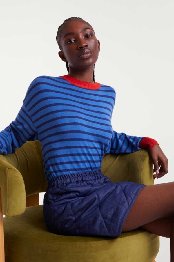 Blue striped knit sweater