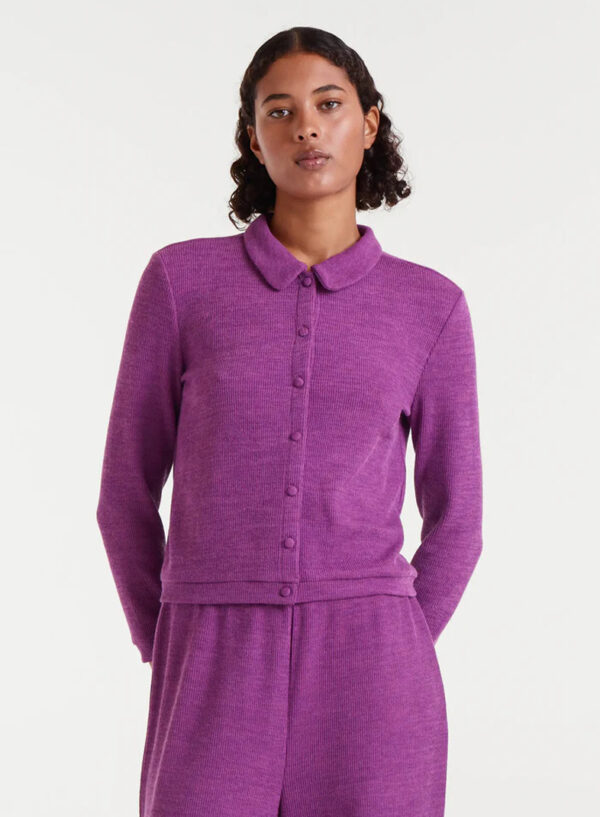 Magenta ribbed cardigan