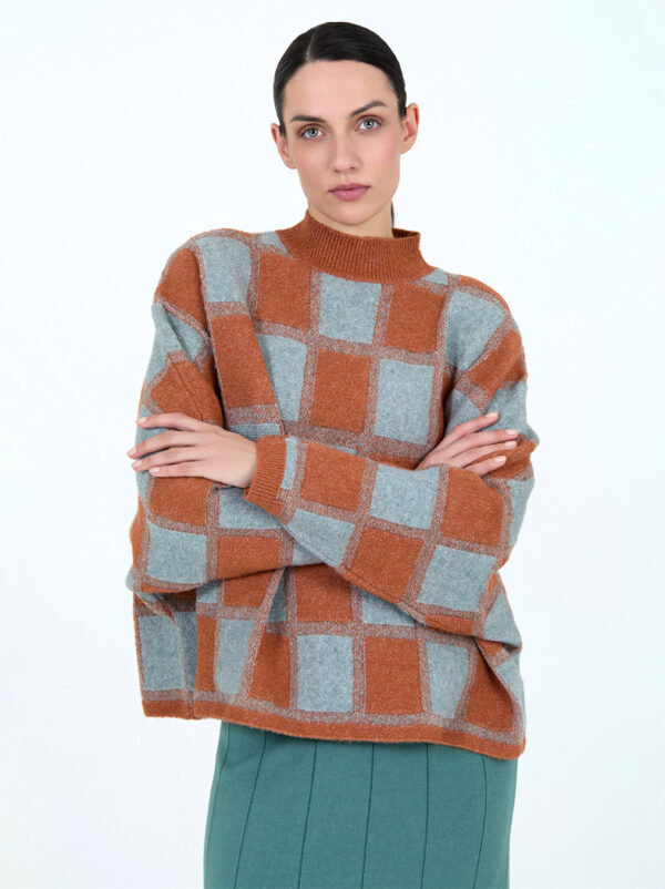Jacquard sweater with squares