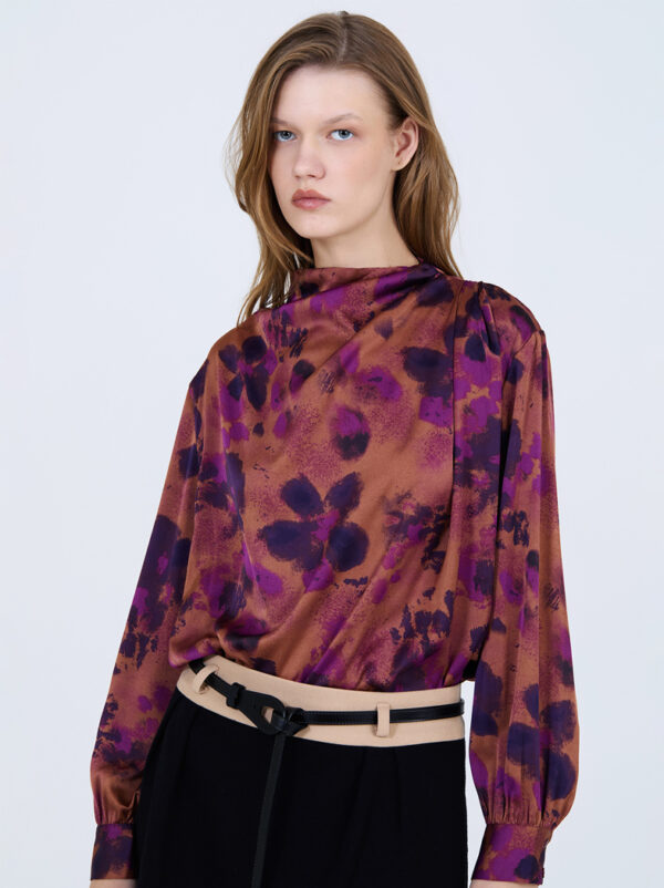 Floral satin blouse