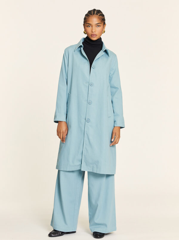 CHECKED DENIM LINING COAT