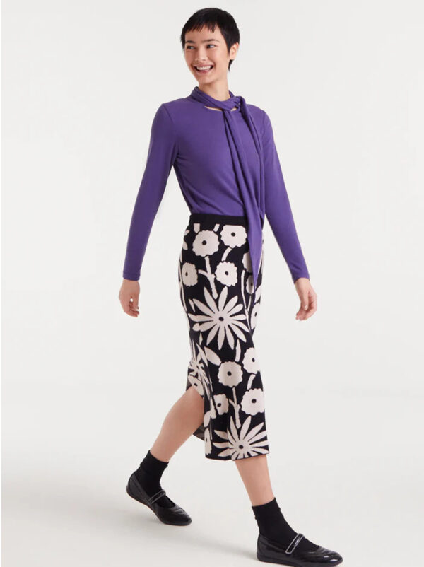 Tofu print jacquard midi skirt