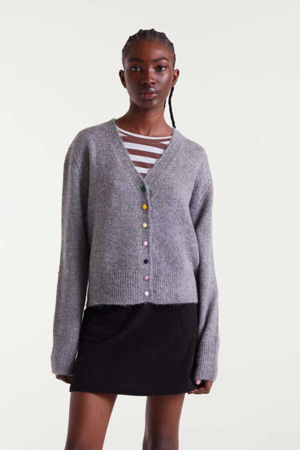 Gray knitted cardigan