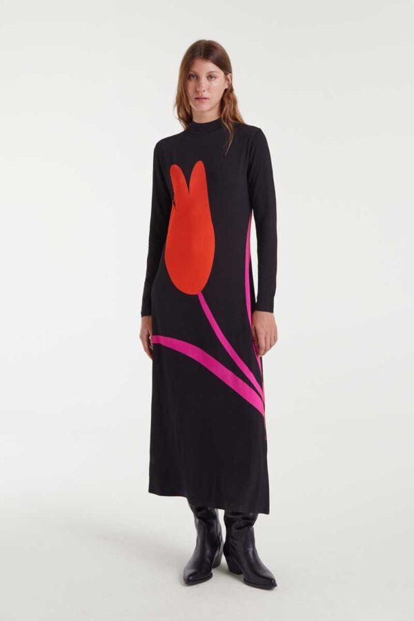 Long dress with Big Tulip print