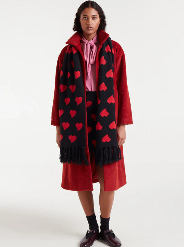 Sweetheart print jacquard knit scarf